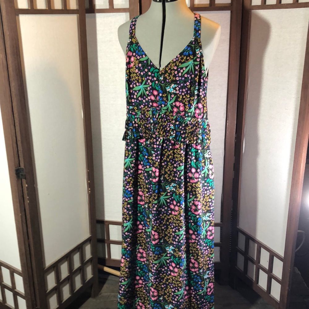 Women's Lark&Ro Long Black Floral  Dress/ XL